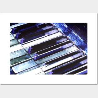 Blue Abstract Piano Keys Posters and Art